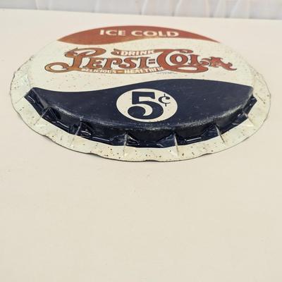 Pepsi Double Dot Bottle Cap Sign Approx 18 1/2"