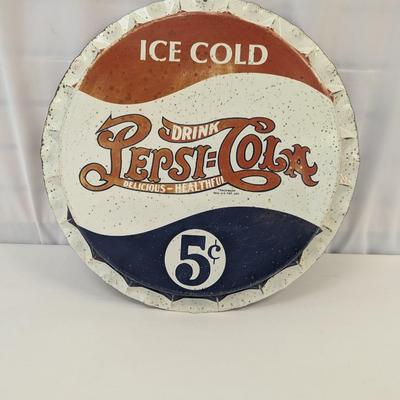 Pepsi Double Dot Bottle Cap Sign Approx 18 1/2"