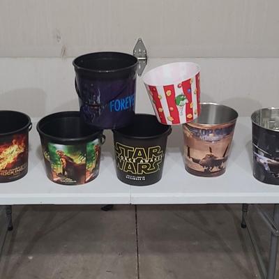 Sale Photo Thumbnail #48: Star Wars The Force Awakens plus other movie Popcorn Tins / tubs. 

You will receive all 7 containers pictured. All have handles and it good condition