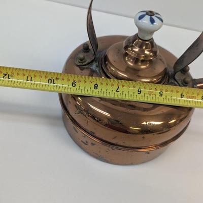 Vintage Copper Teapot With Porcelain Handle