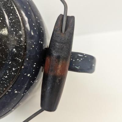 Black Enamel Speckled Coffee Pot Approx 12" Tall