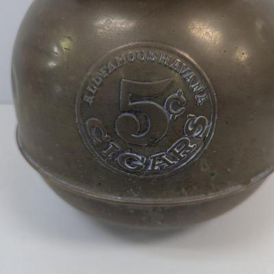 Vintage All Famous Havana 5 Cent Cigars Metal Spittoon