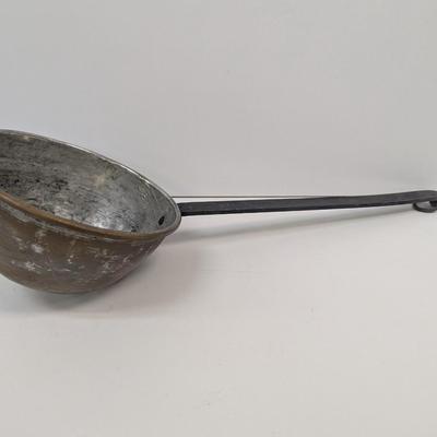 Antique Copper Ladle Scoop Hand Made With Forged Iron Handle