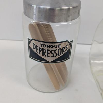 Vintage Glass Tongue Depressor Jar With Lid & General Store Penny Candy Jar