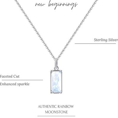 HOPE LOVE SHINE New Beginnings Rainbow Moonstone Sterling Silver Necklace for Women