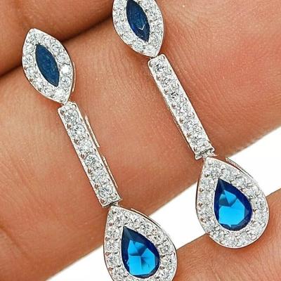 Blue Saphire and Topaz Earrings