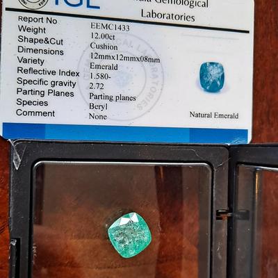 Blue Green Emerald Natural 12 cts
