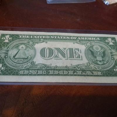 1935 F Series $1 Bill Silver Certificate Blue Seal Serial # W22060127I Uncirc