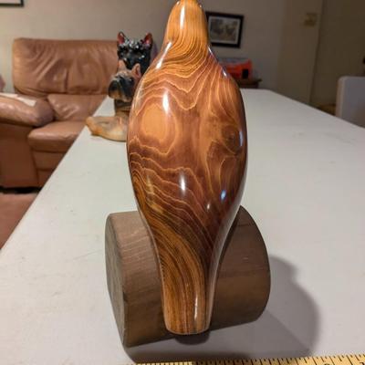 Bundy Signed Hand Carved Wood Perched Quail Bird