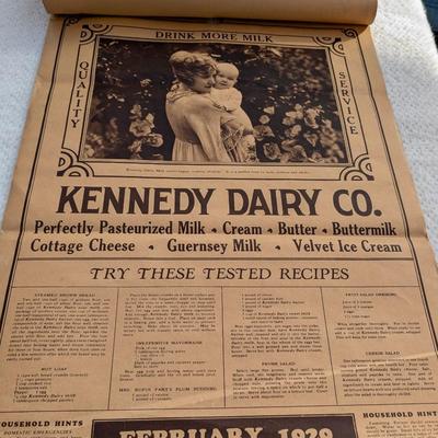 1929 Kennedy Dairy Co. Calender