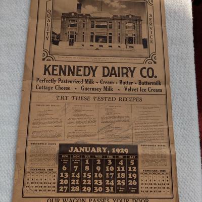 1929 Kennedy Dairy Co. Calender
