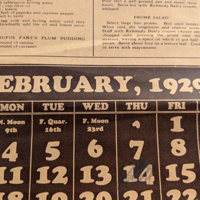 1929 Kennedy Dairy Co. Calender