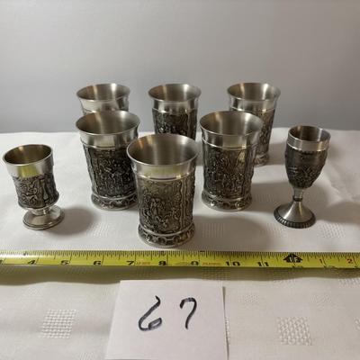 Zinn 95% Pewter Embassed Cup Set and More