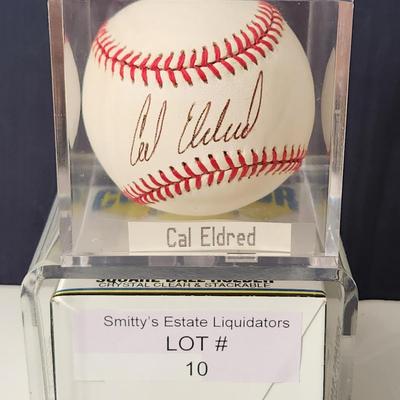 Cal Eldred OMLB Signed Autographed Baseball In Collectors Case