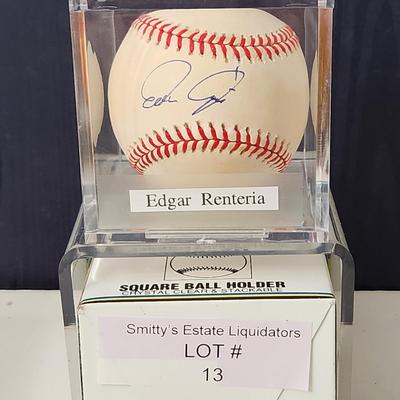 Edgar Rentertia OMLB Signed Autographed Baseball In Collectors Case