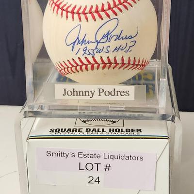 Johnny Podres 1955 W.S. M.V.P. Brooklyn Dodgers OMLB Signed Autographed Baseball In Collectors Case