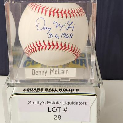 Denny McLain 1968 31-6 OMLB Signed Autographed Baseball In Collectors Case