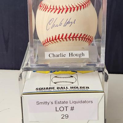 Charlie Hough OMLB Signed Autographed Baseball In Collectors Case