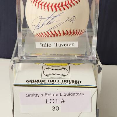 Julio Taverez OMLB Signed Autographed Baseball In Collectors Case