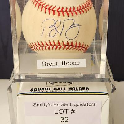 Brent Boone Pradres OMLB Signed Autographed Baseball In Collectors Case