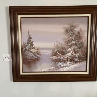 Vintage Winter Landscape Scene