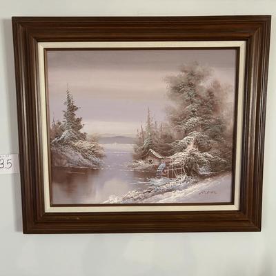 Vintage Winter Landscape Scene