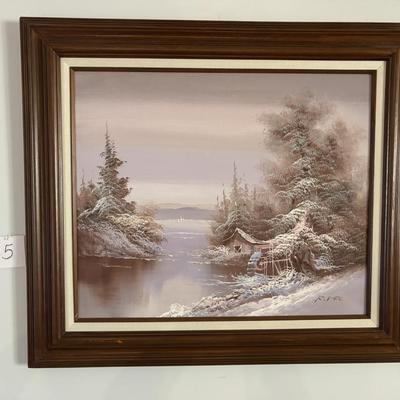 Vintage Winter Landscape Scene