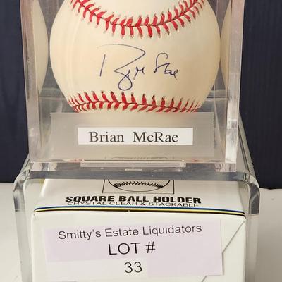 Brian McRae OMLB Signed Autographed Baseball In Collectors Case