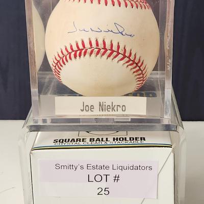 Joe Niekro OMLB Signed Autographed Baseball In Collectors Case