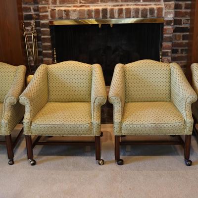 Four Vintage Armchairs on Casters (See Details)