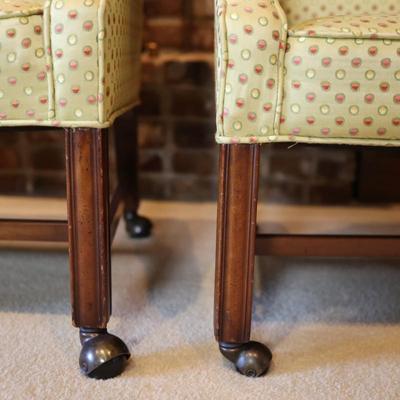 Four Vintage Armchairs on Casters (See Details)
