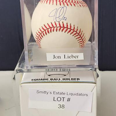 Jon Lieber Chicago Cubs OMLB Signed Autographed Baseball In Collectors Case
