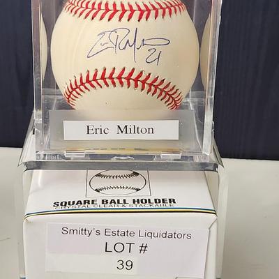 Eric Milton OMLB Signed Autographed Baseball In Collectors Case