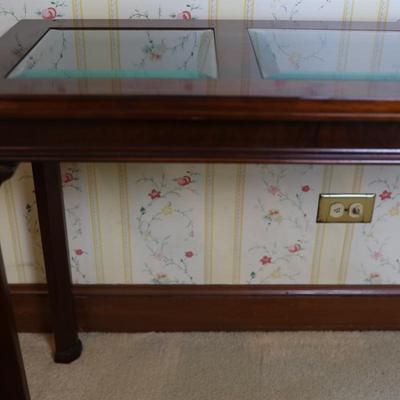Wood and Beveled Glass Console Table