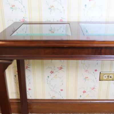 Wood and Beveled Glass Console Table