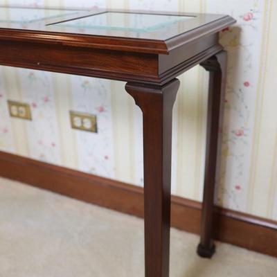 Wood and Beveled Glass Console Table
