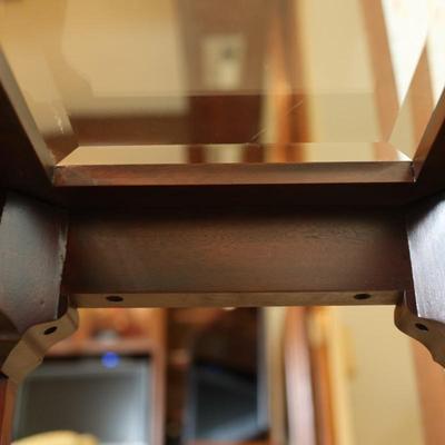 Wood and Beveled Glass Console Table