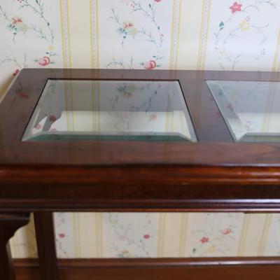 Wood and Beveled Glass Console Table