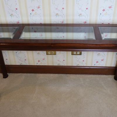 Wood and Beveled Glass Console Table
