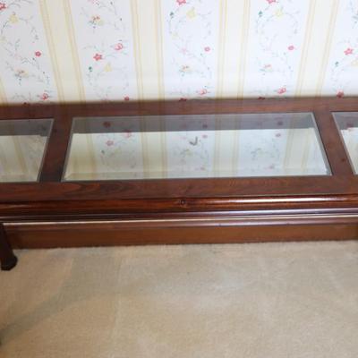 Wood and Beveled Glass Console Table