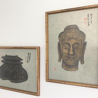 TWO Framed Rubbings