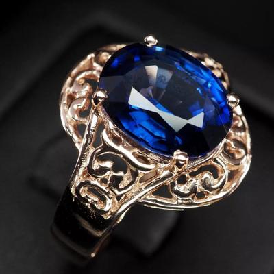 Delicate Royal Blue Sapphire 6.65Ct 925 Sterling Silver White Gold Plated Ring