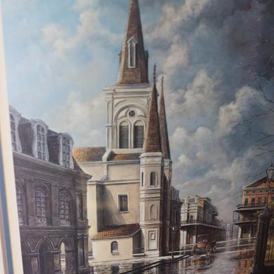 1976 James Hussey Signed Saint Louis Cathedral Framed Print
