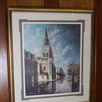 1976 James Hussey Signed Saint Louis Cathedral Framed Print
