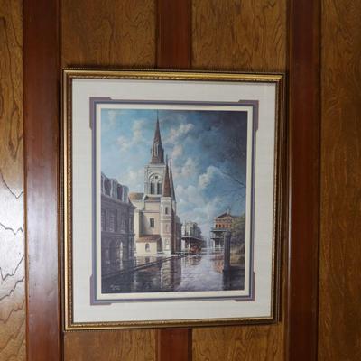 1976 James Hussey Signed Saint Louis Cathedral Framed Print