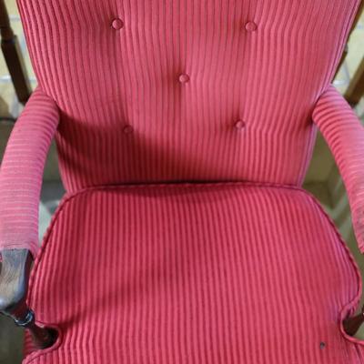 Pair of Wood and Upholstery Armchairs (See Details)