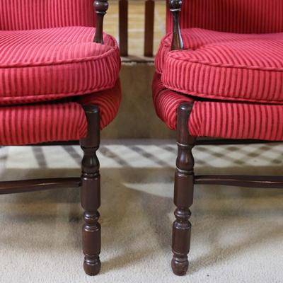 Pair of Wood and Upholstery Armchairs (See Details)