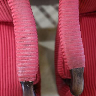 Pair of Wood and Upholstery Armchairs (See Details)