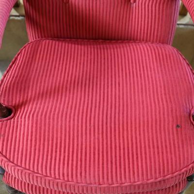 Pair of Wood and Upholstery Armchairs (See Details)
