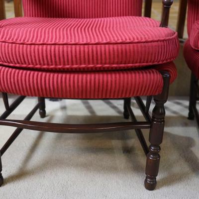 Pair of Wood and Upholstery Armchairs (See Details)